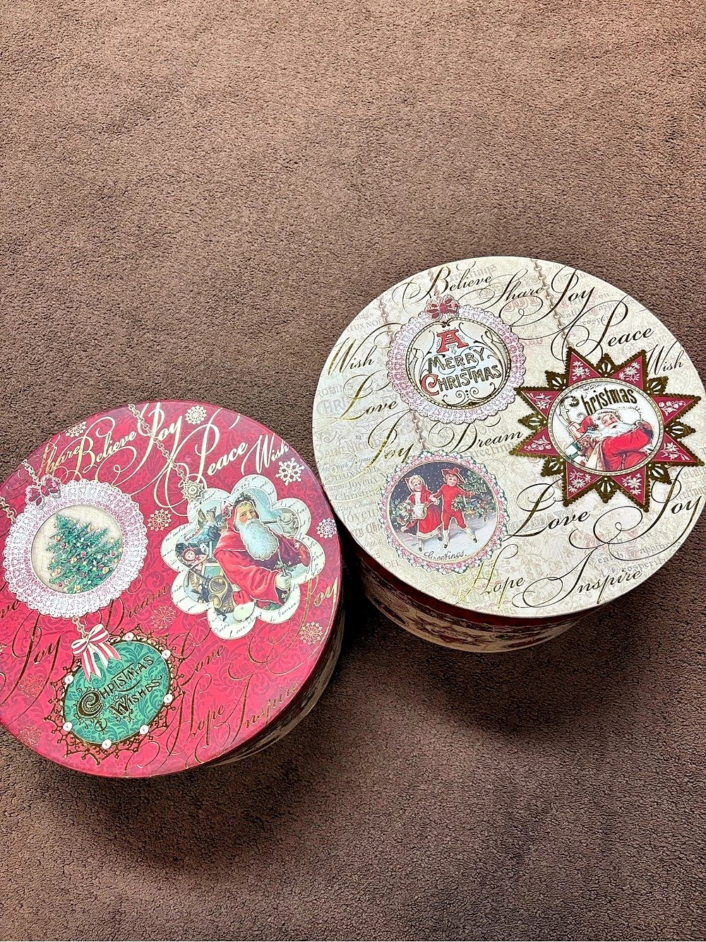 Christmas Holiday Decorative Tins Set